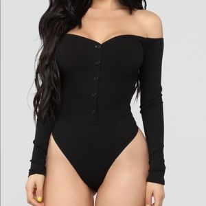 Off the shoulder black knit bodysuit size large